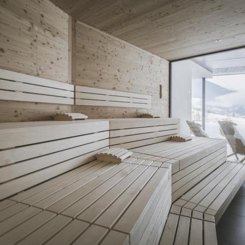 La sauna panoramica in inverno
