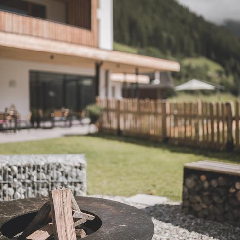 Garden with fire bowl
