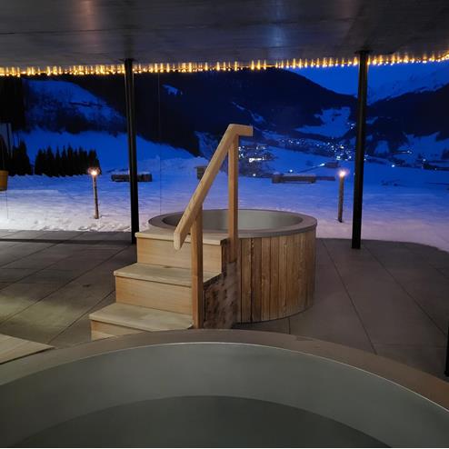 The wellness area at night