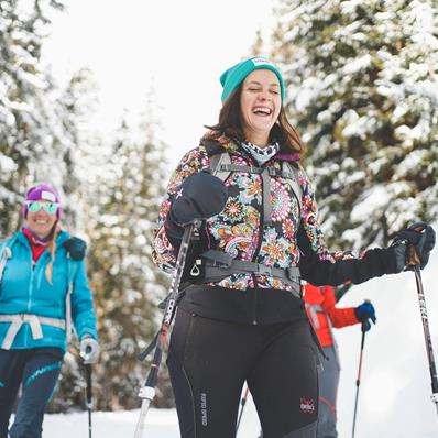 During a snowshoe hike