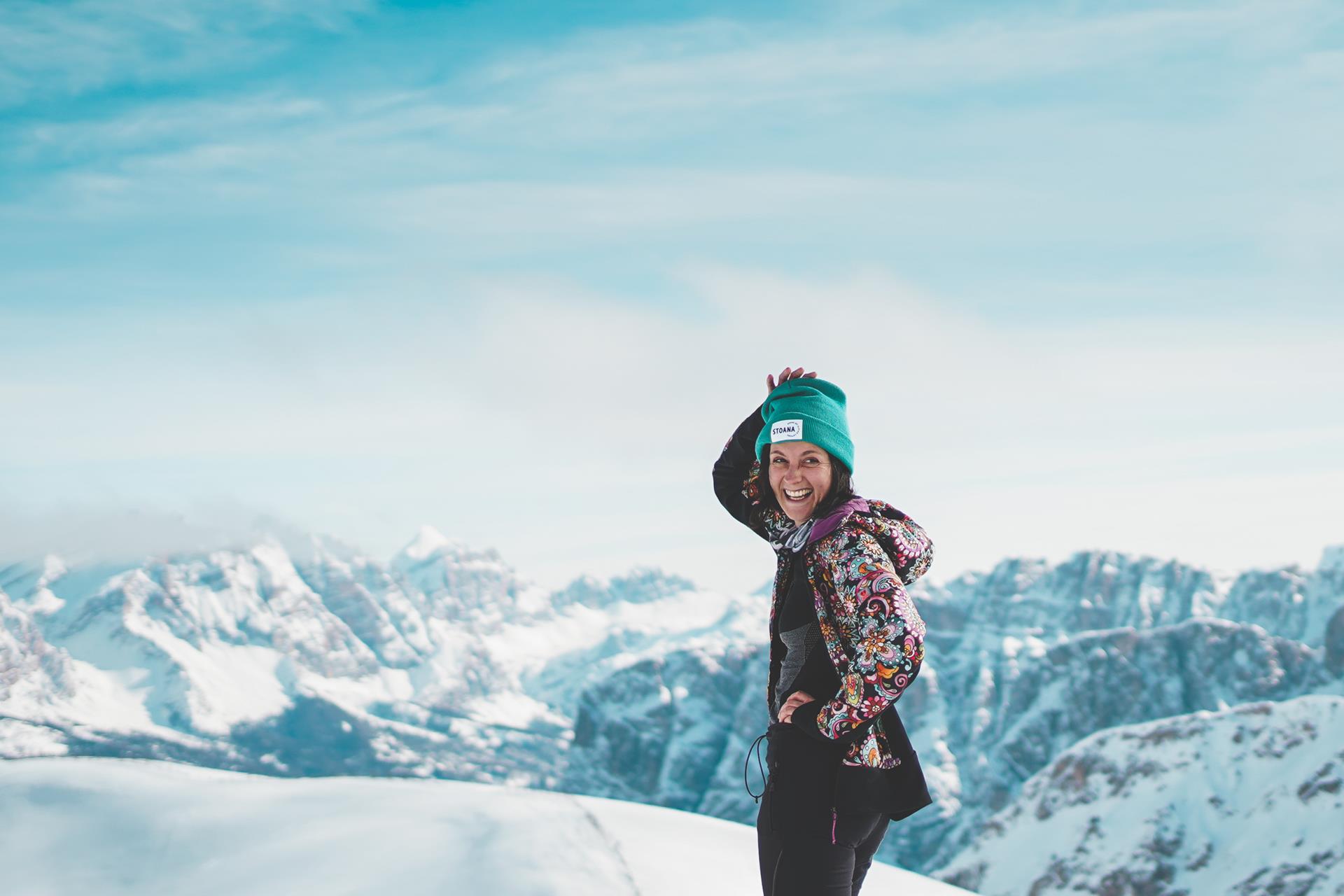 Smiling woman in winter